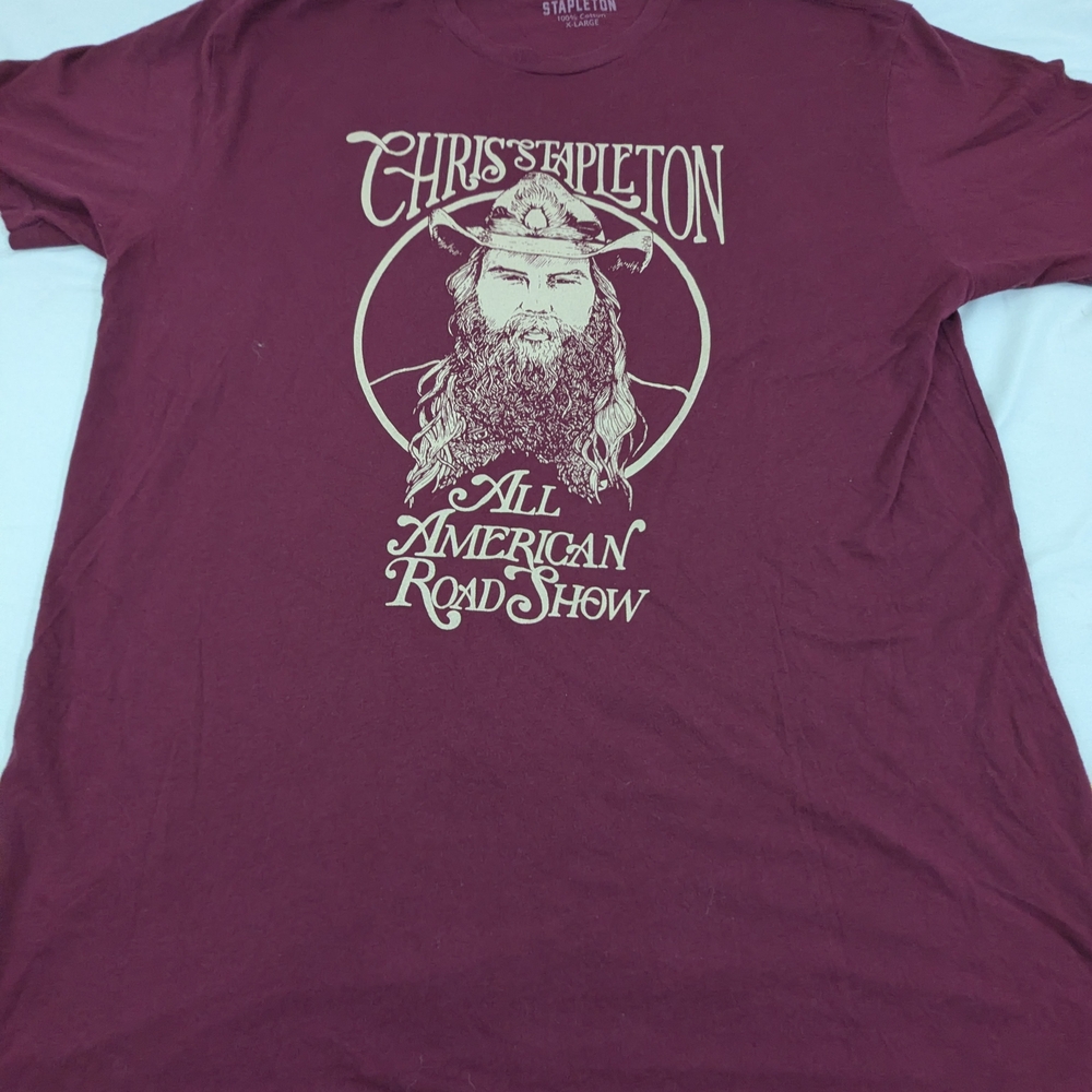 Chris Stapleton All American Road Show Concert Merch Maroon Graphic T-Shirt XL